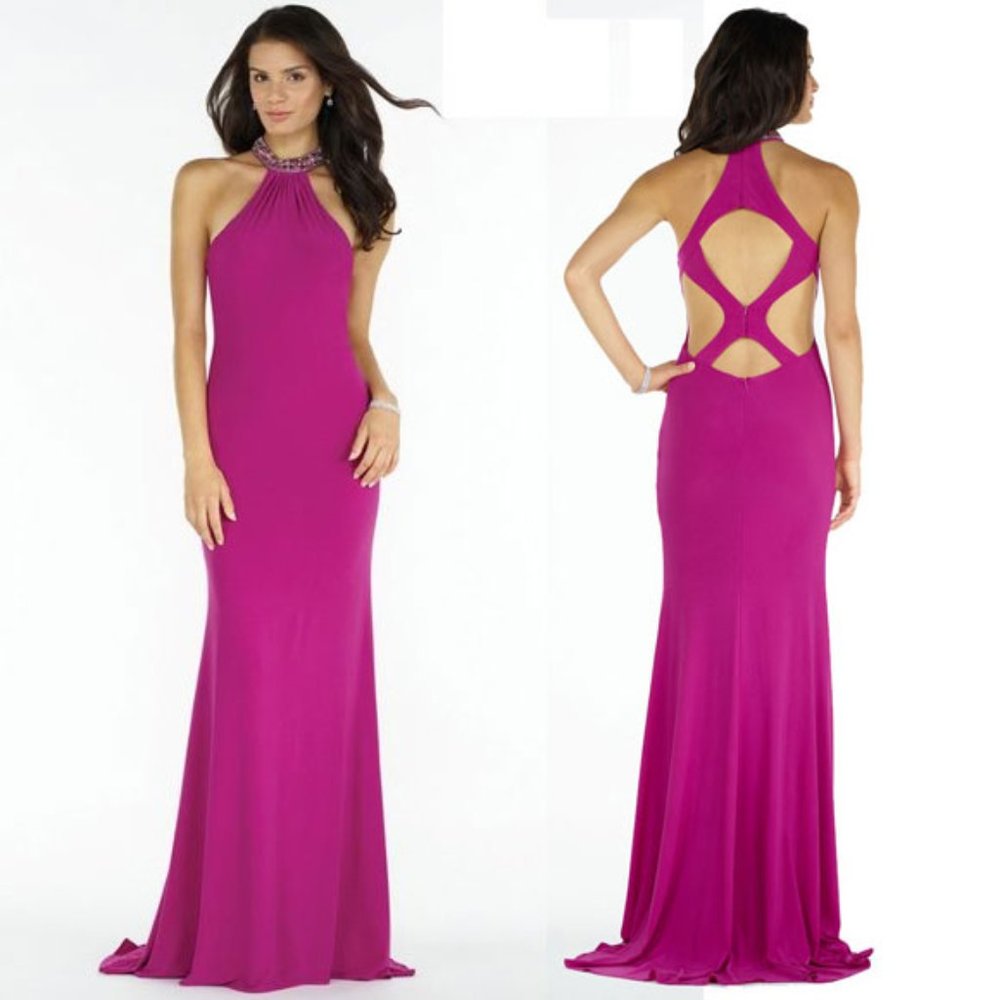 Alyce 8008 High Neck Open Back Jersey Gown